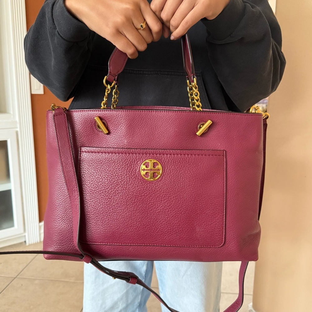 Authentic Tory Burch Leather Tote Bag